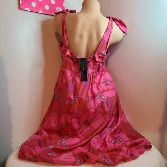 Marc Jacobs 100% Silk Paradise Pink Floral Bubble Hem Dress Size 12 - Picture 4 of 9